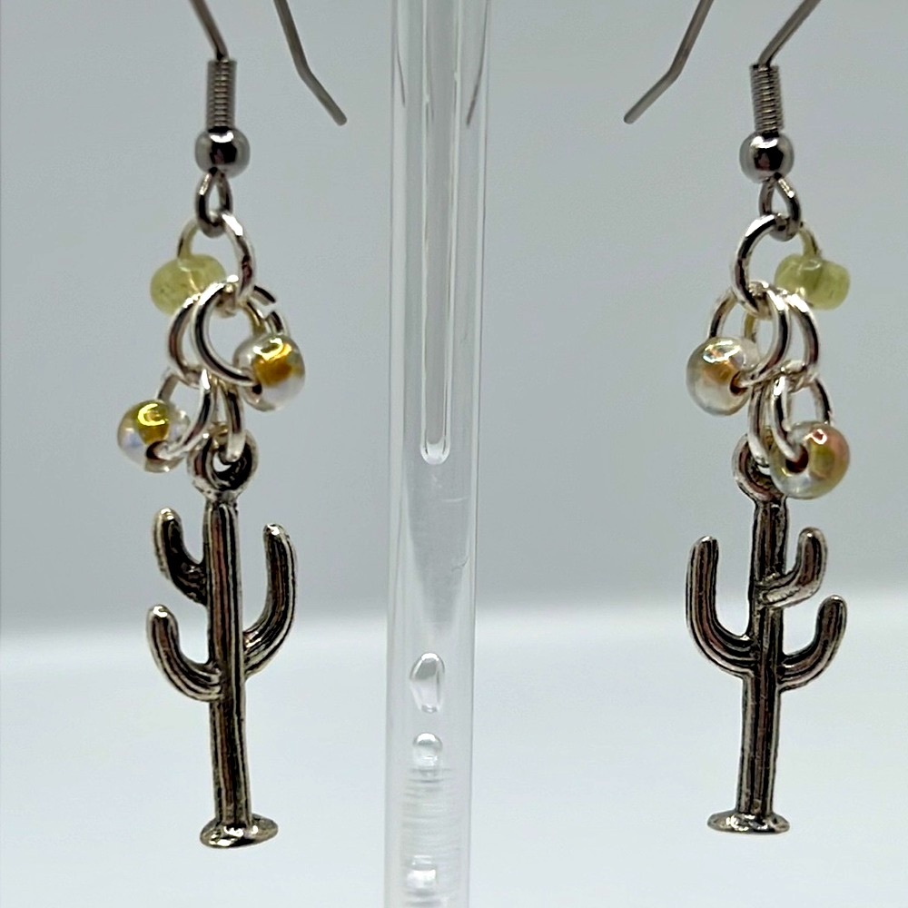 Silver Cactus Earrings. - Picture 4 of 5